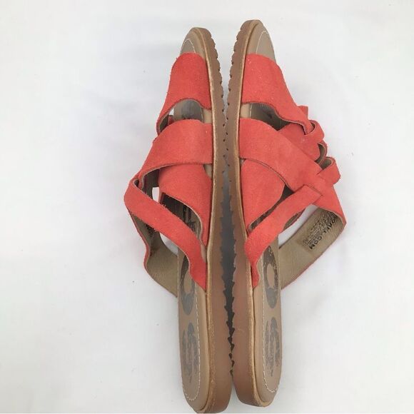 Sorel ELLA Orange Woven Suede Leather Slide Sandals - Picture 8 of 13